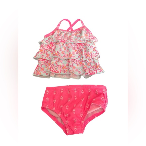 Carter's Baby Girl's Swimsuit‎ Bikini Size 6 Months Floral 2 Piece Pink NWOT - Picture 1 of 4